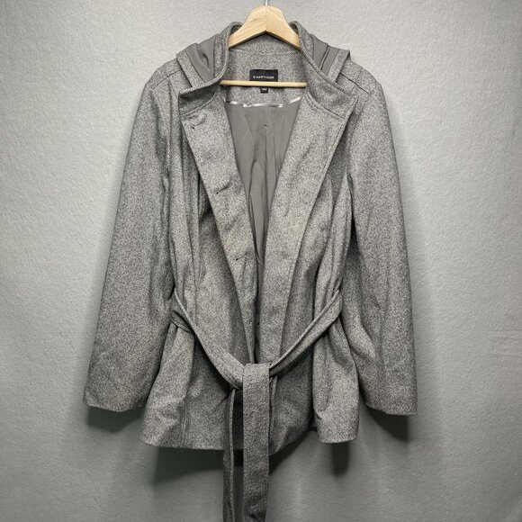 41 Hawthorn Gray Herringbone Peacoat Hooded Jacket 2X - Picture 1 of 6